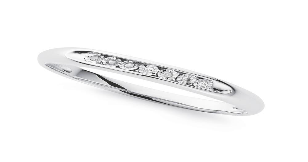 9ct White Gold Diamond Band Prouds