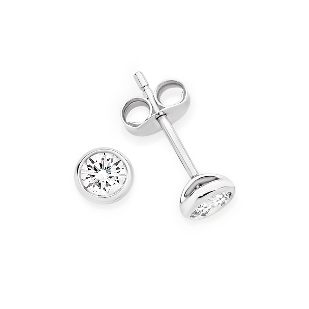 White gold bezel hotsell set stud earrings