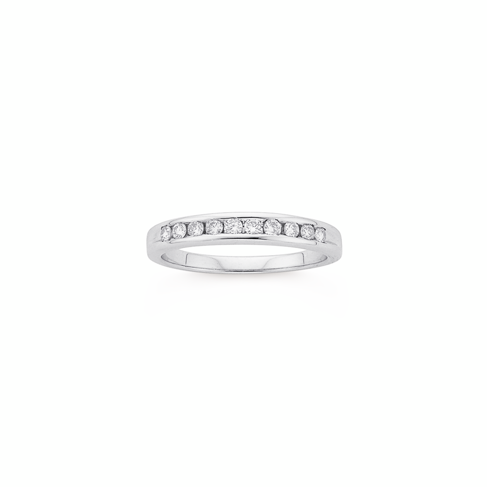 9ct White Gold Diamond Channel Set Band