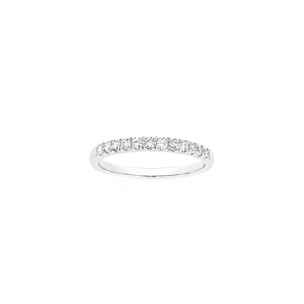 9ct White Gold Diamond Claw Set Band