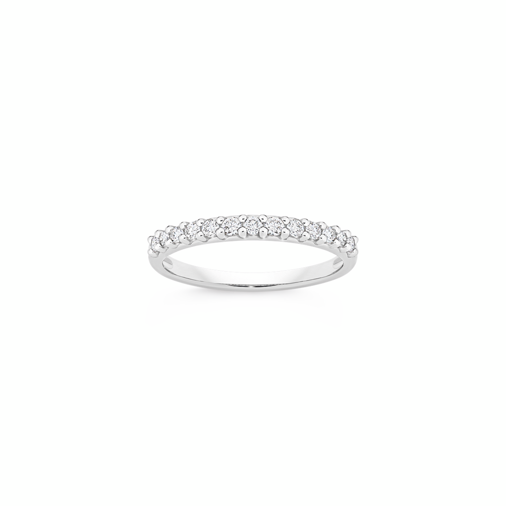 9ct White Gold Diamond Claw Set Band