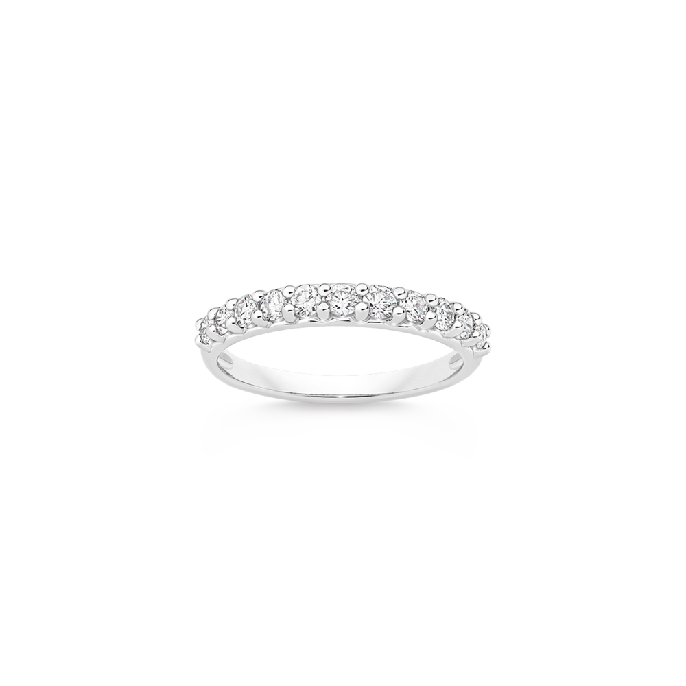 9ct White Gold Diamond Claw Set Band