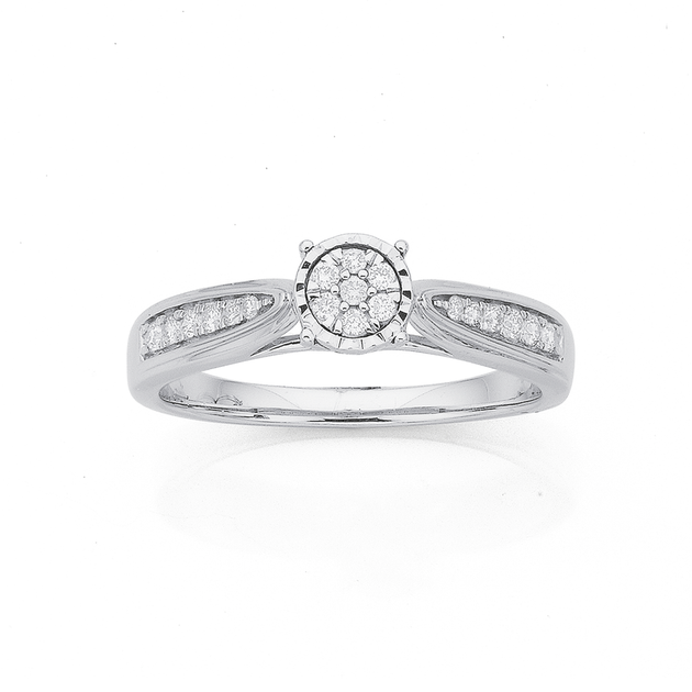 9ct White Gold Diamond Cluster Ring | Prouds