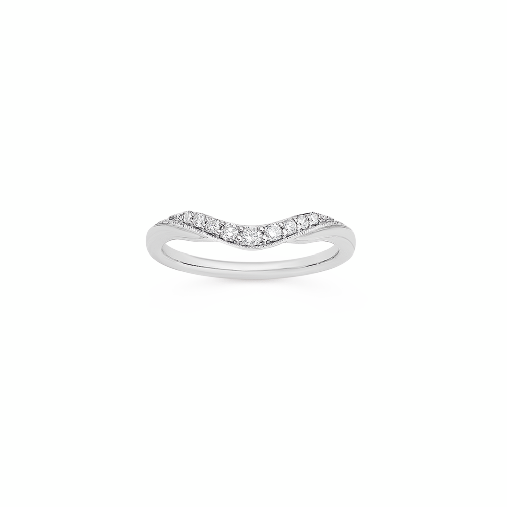 9ct White Gold Diamond Curved Band