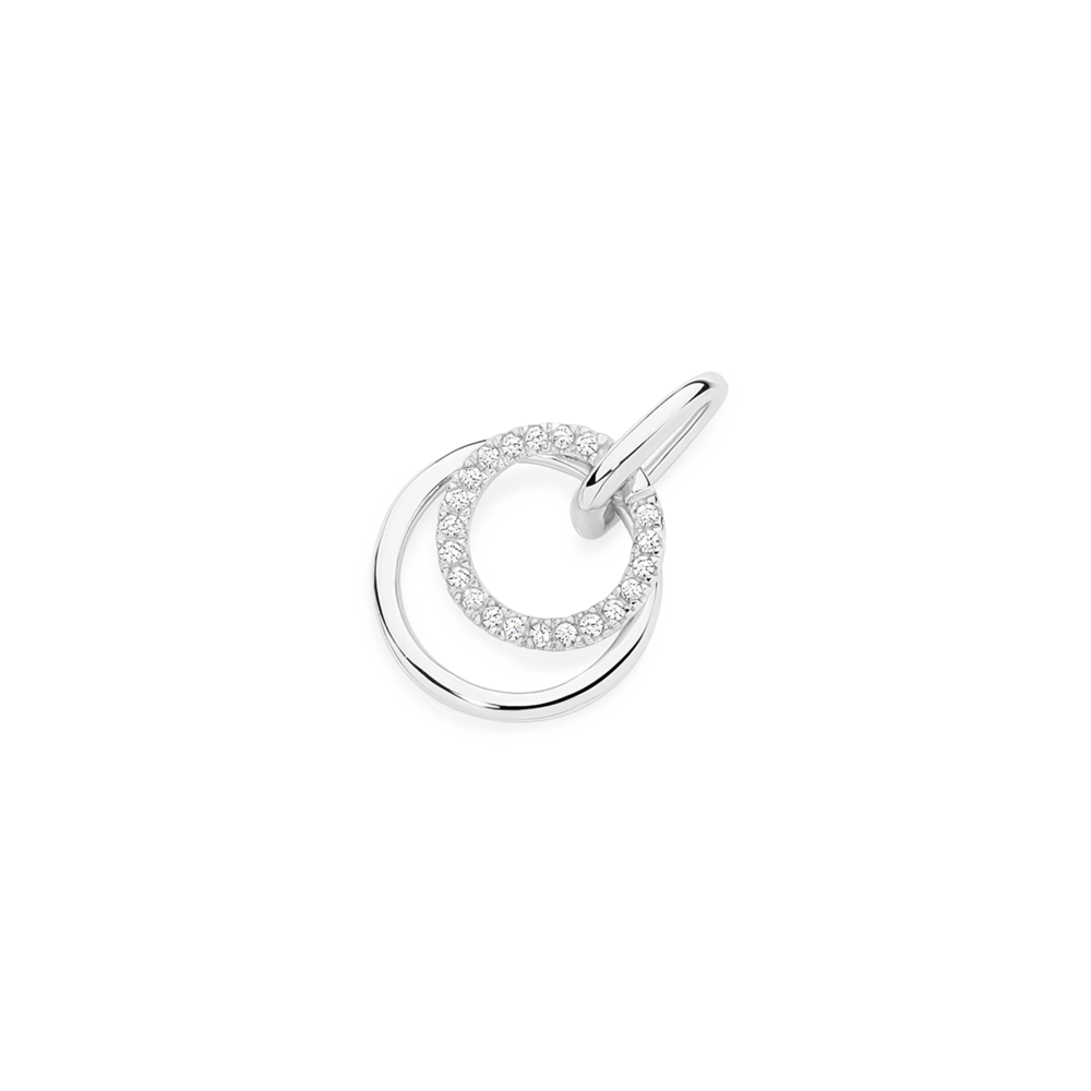 9ct White Gold Diamond Double Circle Pendant