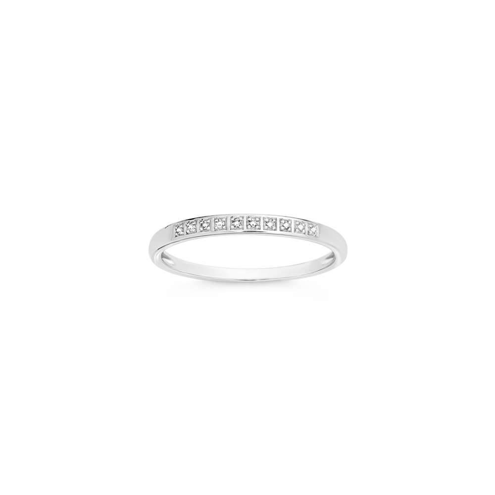 9ct White Gold Diamond Fine Bar Band