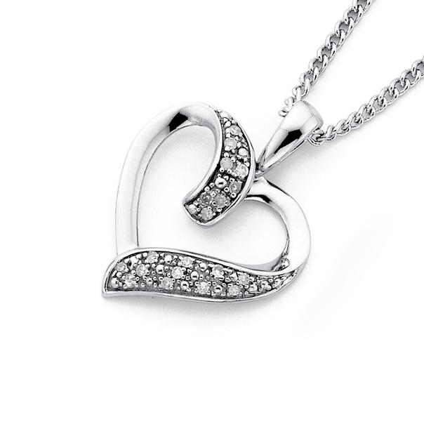 9ct White Gold Diamond Heart Pendant Pendants Prouds The Jewellers 9ct White Gold Diamond Heart Pendant Pendants Prouds The Jewellers