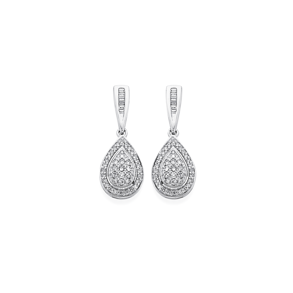 18ct White Gold 1 Carat Diamond Oval Shape Drop Earrings  Shiels Jewellers