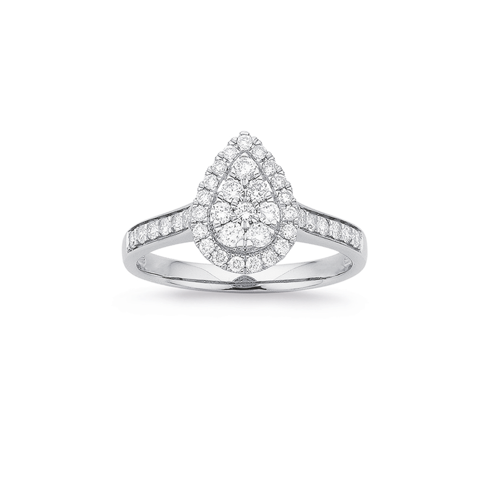 White gold shop pear ring