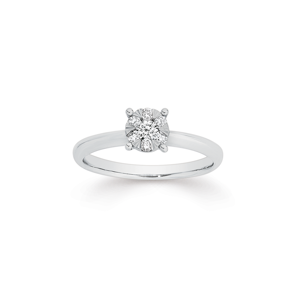 9ct White Gold Diamond Round Cluster Ring Prouds