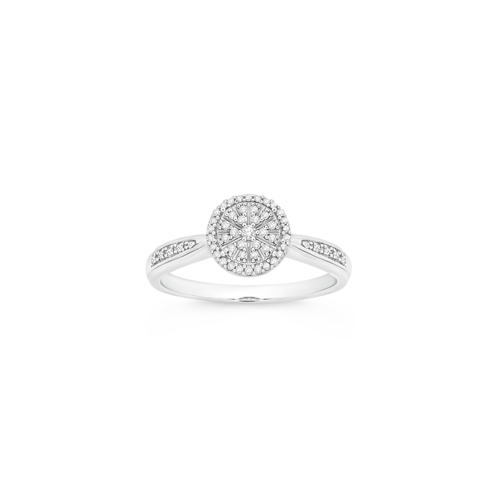 9CT WHITE GOLD DIAMOND ROUND CLUSTER RING