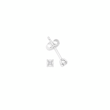 9CT WHITE GOLD DIAMOND SMALL 4 CLAW STUD EARRINGS
