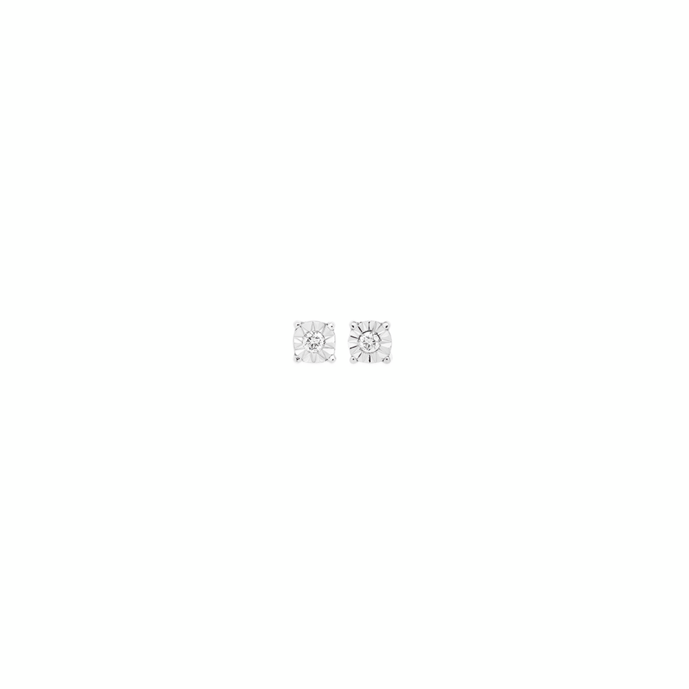 9ct White Gold Diamond Stud Earrings