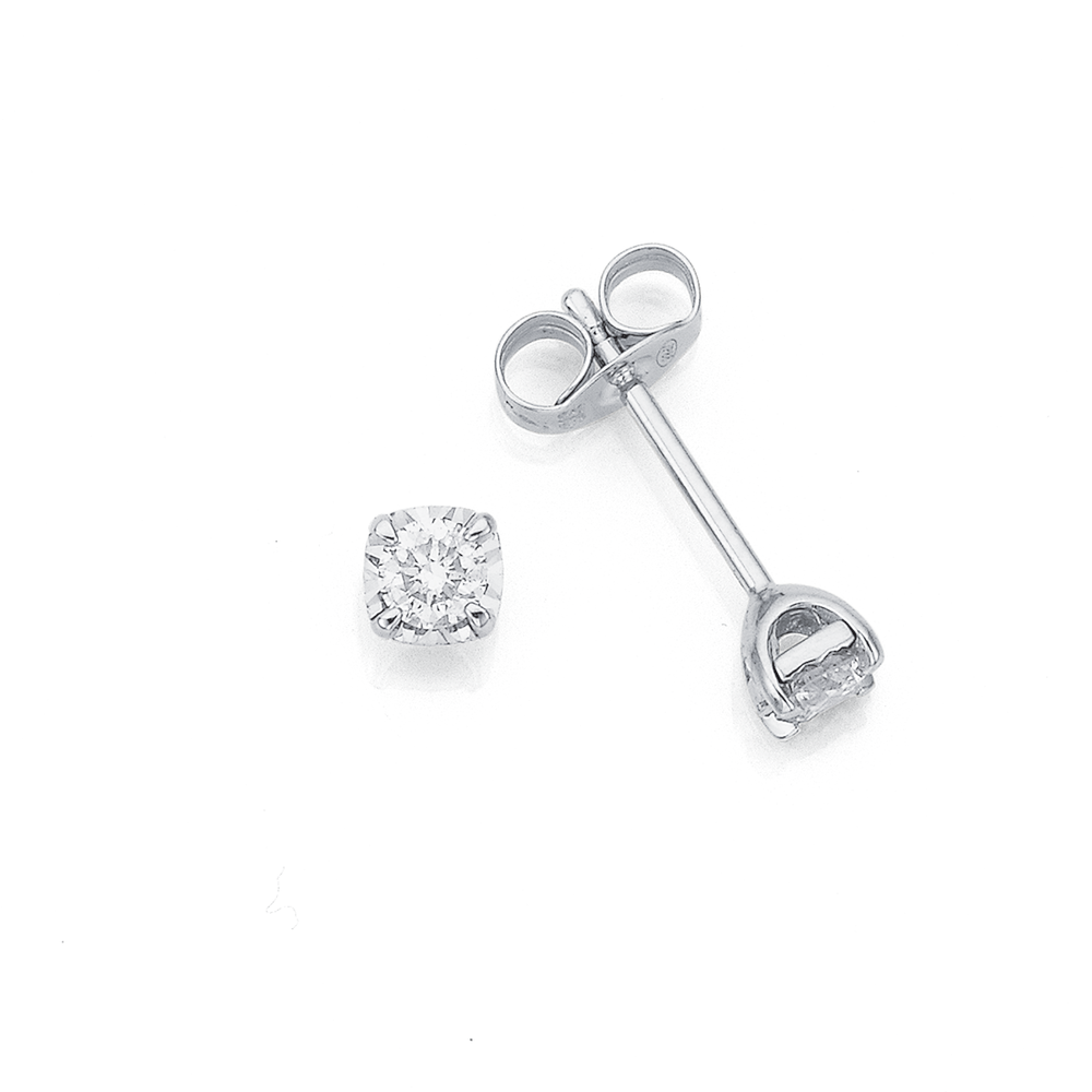 9ct White Diamond Stud Earrings | Prouds