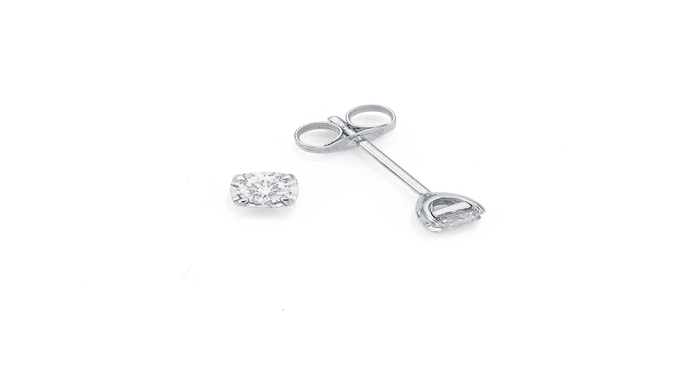 9ct White Gold Diamond Stud Earrings Prouds