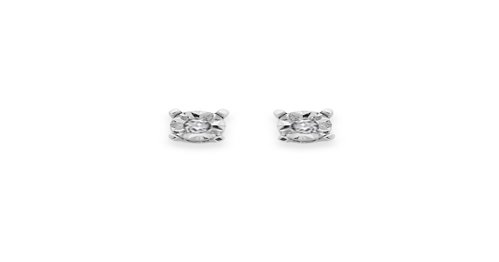 9ct White Gold Diamond Stud Earrings Prouds