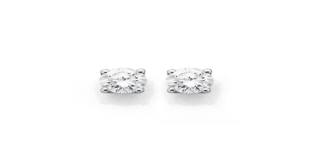 9ct White Gold Diamond Stud Earrings Prouds