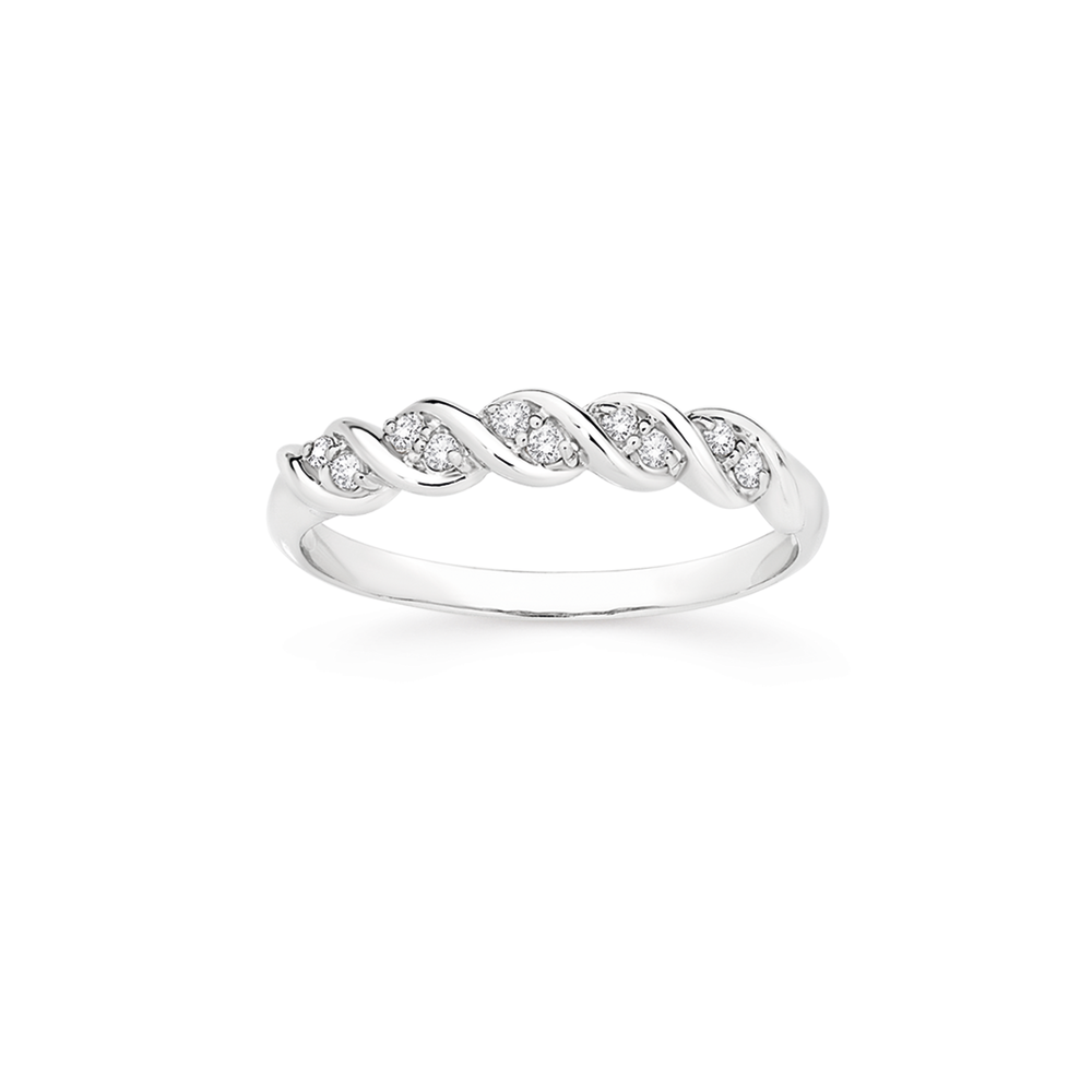 9ct White Gold Diamond Swirl Anniversary Band Prouds