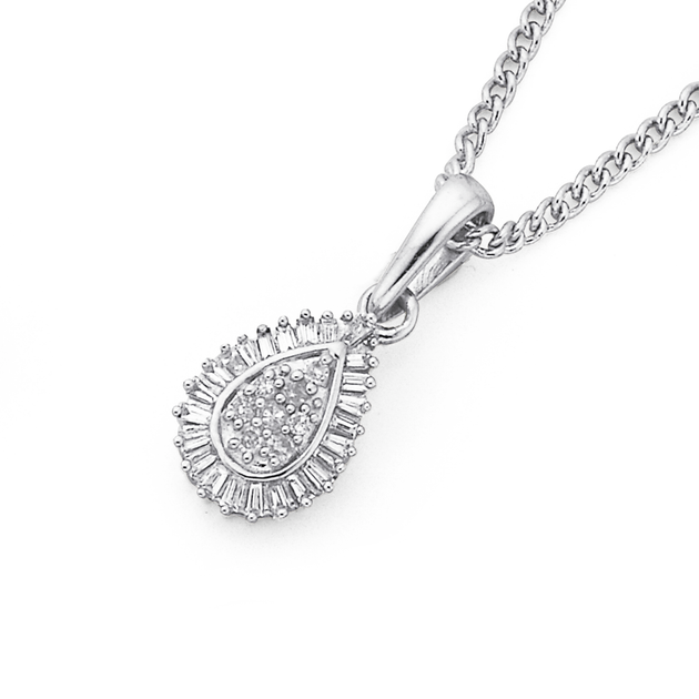 White gold teardrop necklace Clearance