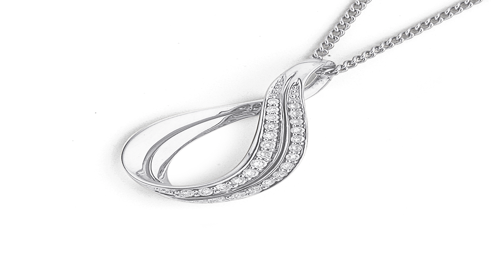 9ct White Gold Diamond Twist Pendant Prouds