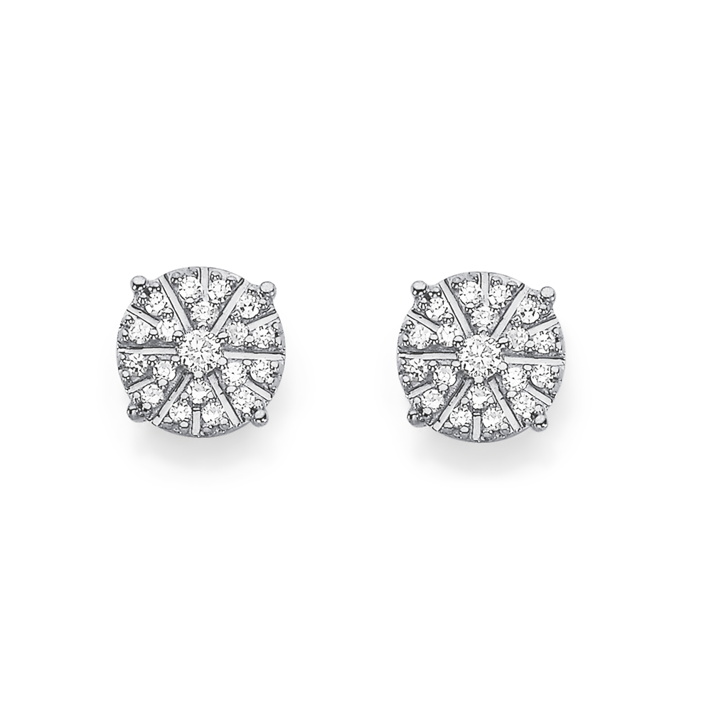 9ct White Gold 12 Carat Diamond Cluster Stud Earrings  Shiels Jewellers