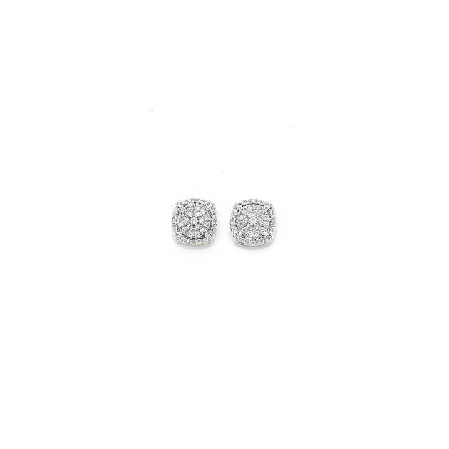 9ct Yellow Gold Diamond Cushion Shape Stud Earrings Prouds