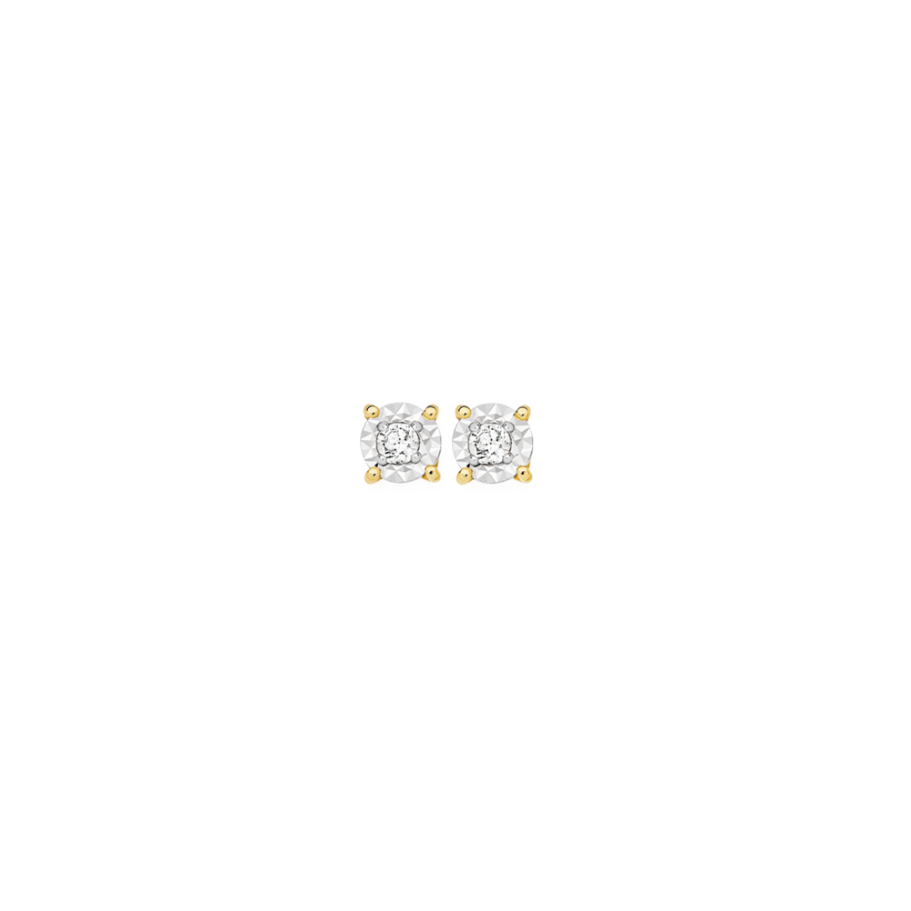 9ct Yellow Gold Diamond Stud Earrings Prouds