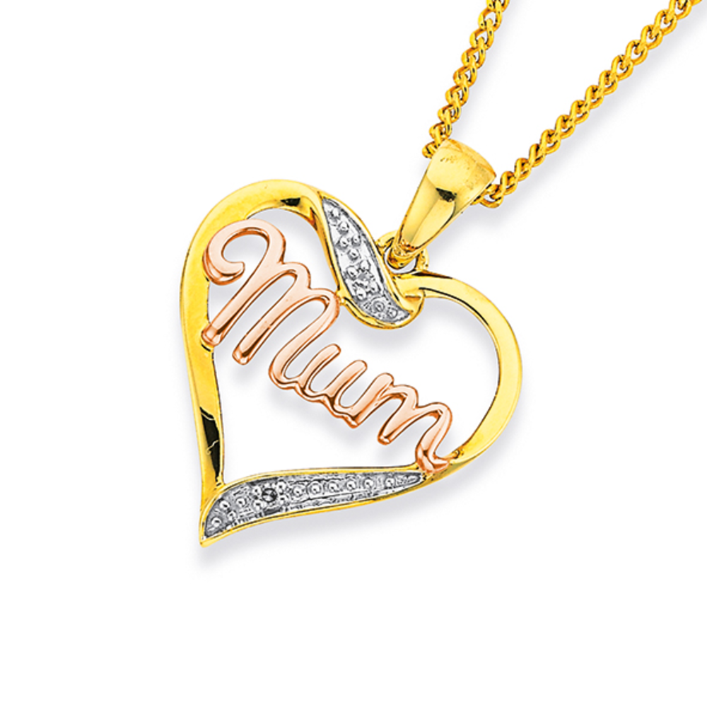 9ct White & Yellow Gold Heart Shape Mum Locket – Claro Jewels