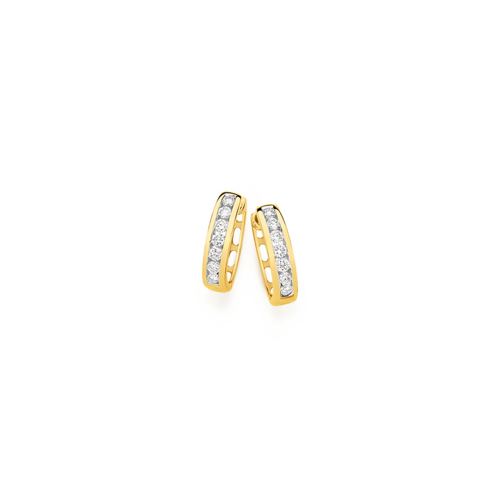 Alora 10ct Gold 1/3 Carat TW Lab Grown Diamond Channel Set Huggie Earrings