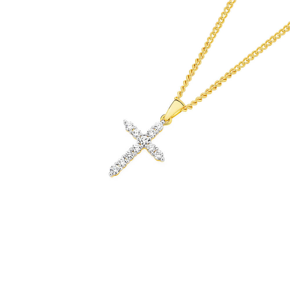 Alora 10ct Gold 1 Carat Tw Lab Grown Diamond Cross Pendant Prouds