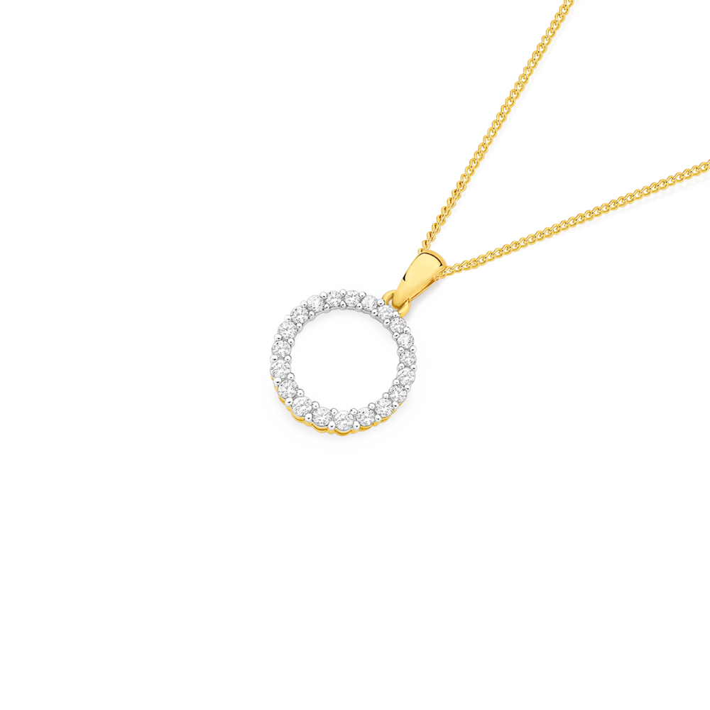 Alora 10ct Gold 1/4 Carat TW Lab Grown Diamond Circle Pendant