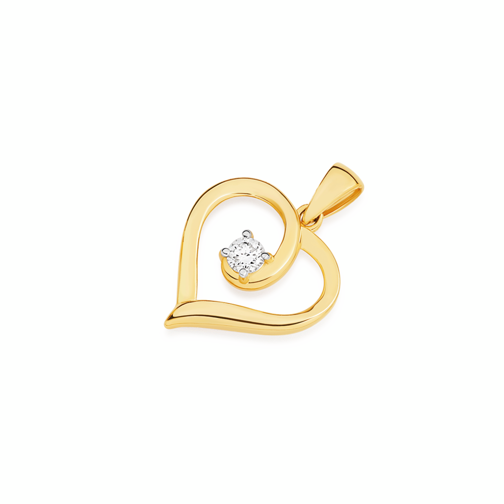 Alora 10ct Gold 15 Point Solitaire Lab Grown Diamond Heart Pendant