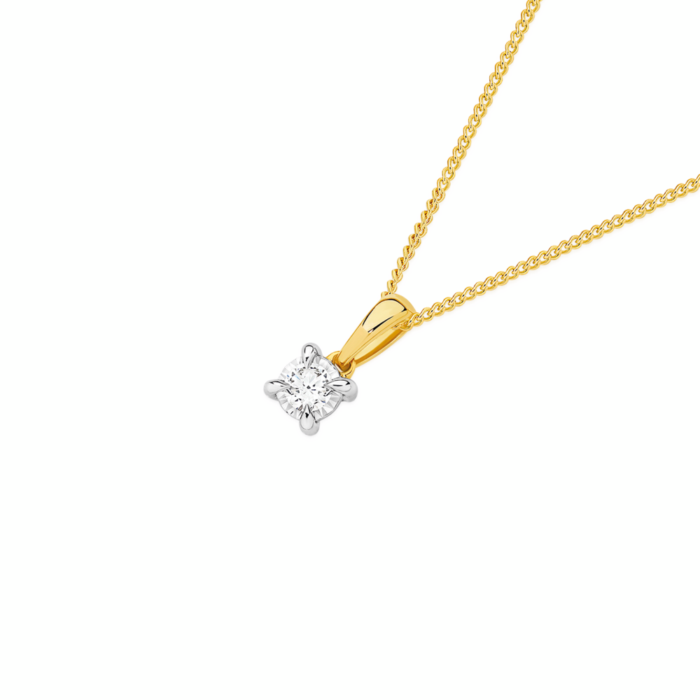 Alora 10ct Two Tone Gold 10 Point Solitaire Lab Grown Diamond Pendant