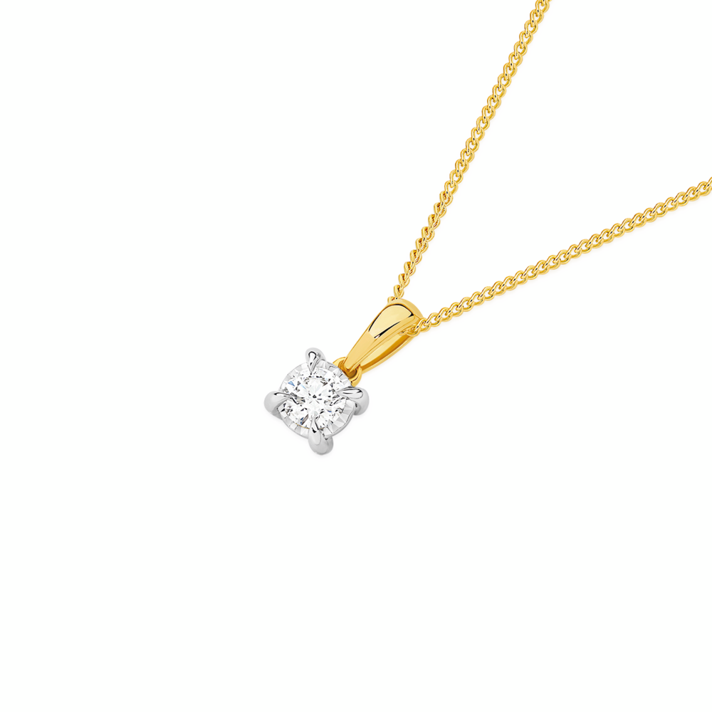 Alora 10ct Two Tone Gold 20 Point Solitaire Lab Grown Diamond Pendant