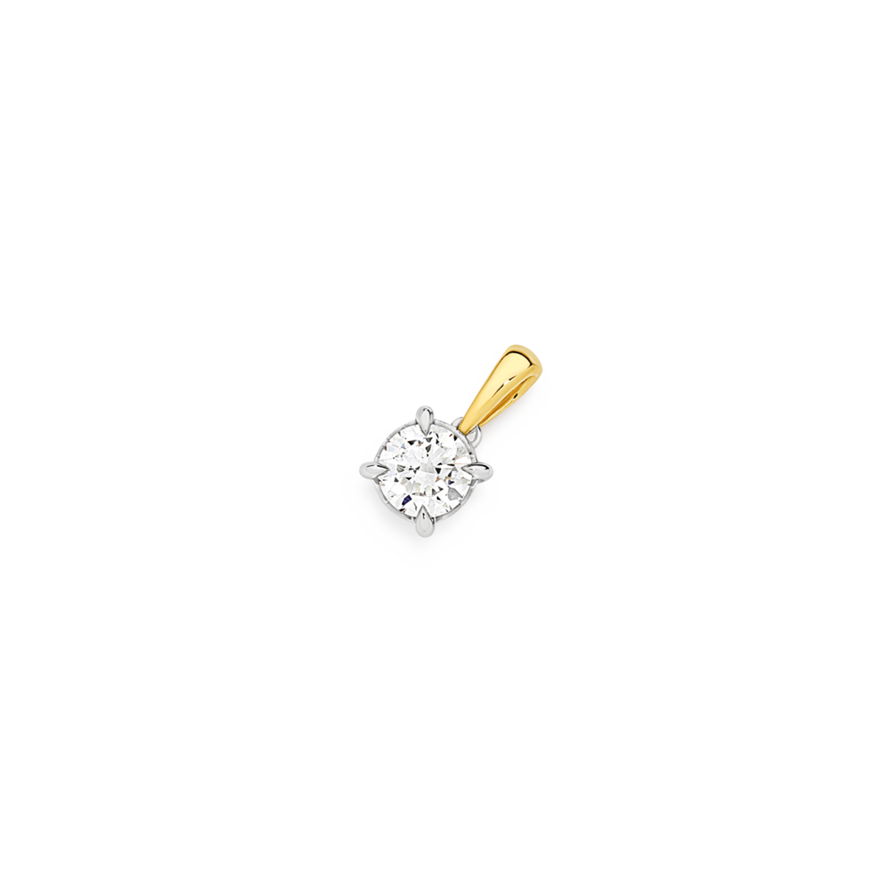 Alora 10ct Two Tone Gold 3/4 Carat Lab Grown Diamond Solitaire Pendant