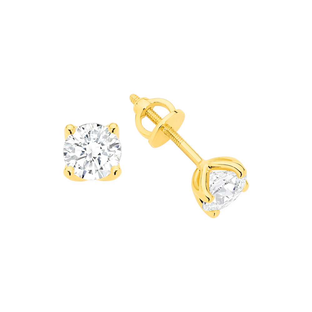 Alora 14ct Gold 1 1/2 Carats TW Lab Grown Diamond 4 Claw Stud Earrings