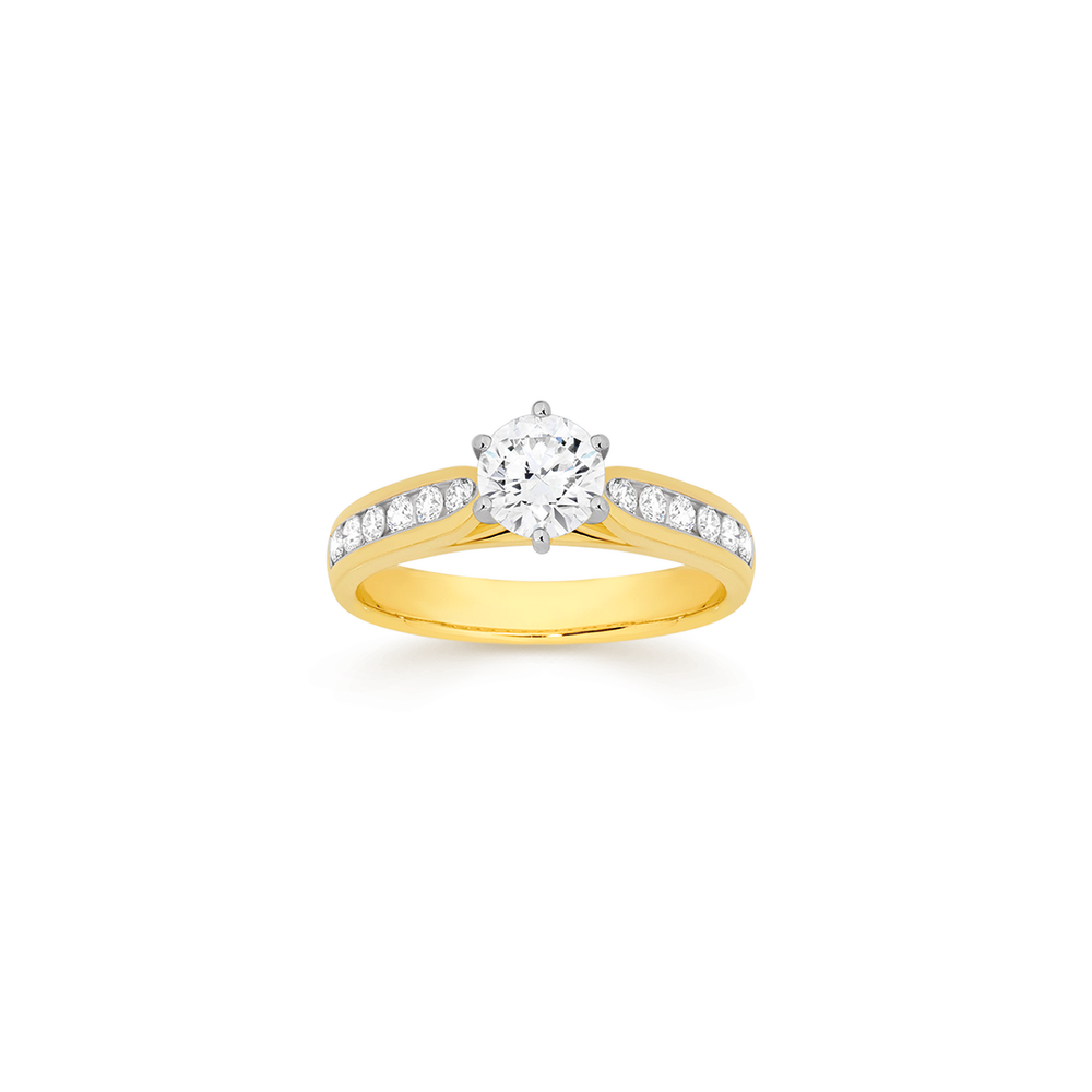 Alora 14ct Gold 1.40 Carats TW Lab Grown Diamond Shoulder Solitaire Ring