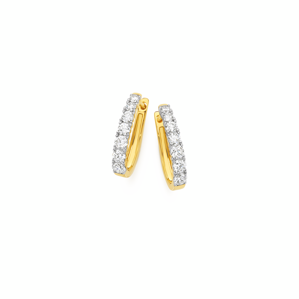 Alora 9ct Gold 1 Carat TW Lab Grown Diamond Claw Set Huggie Earrings