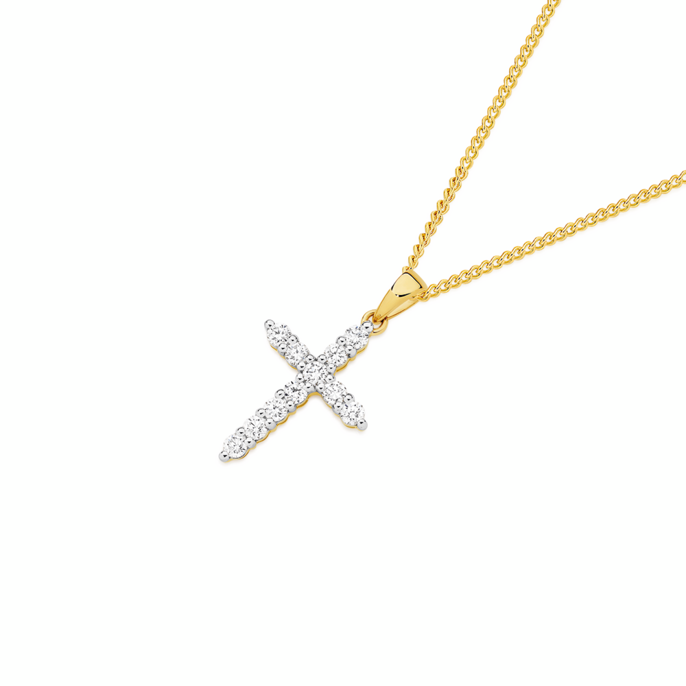 Alora 9ct Gold 1/2 Carat TW Lab Grown Diamond Cross Pendant