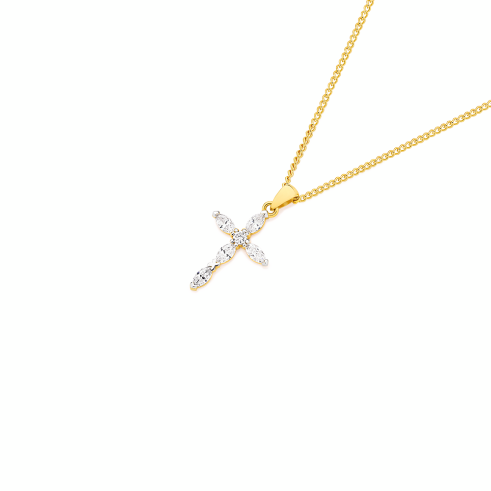 Alora 9ct Gold 1/2 Carat TW Lab Grown Diamond Cross Pendant