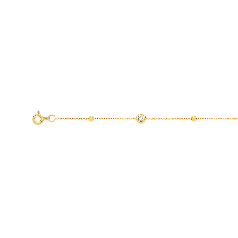 Alora 9ct Gold 30 Points TW Lab Grown Diamond Three Bezel/Beads Bracelet