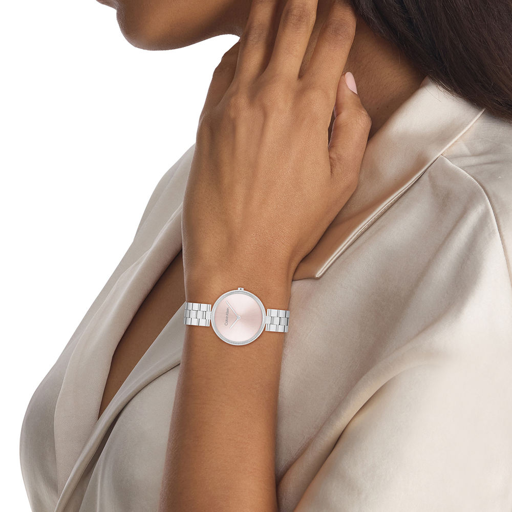 Calvin klein silver ladies watch clearance