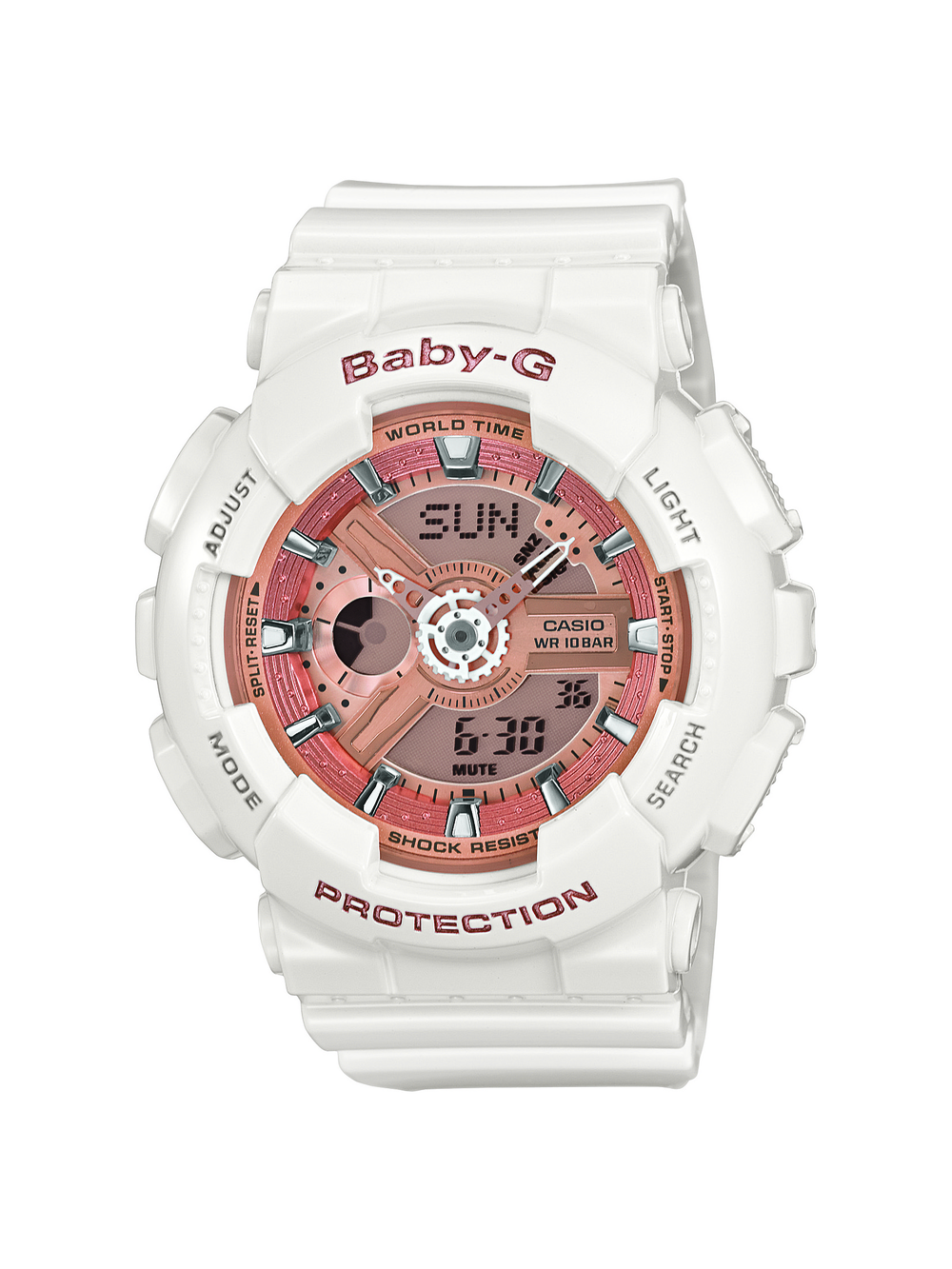 Baby g watch white rose best sale gold