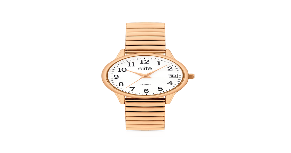 Elite Ladies Expandable Band Watch in Rose Prouds
