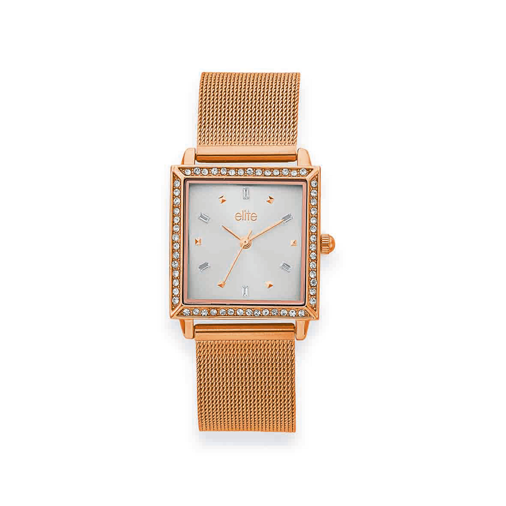 Elite ladies rose tone watch sale