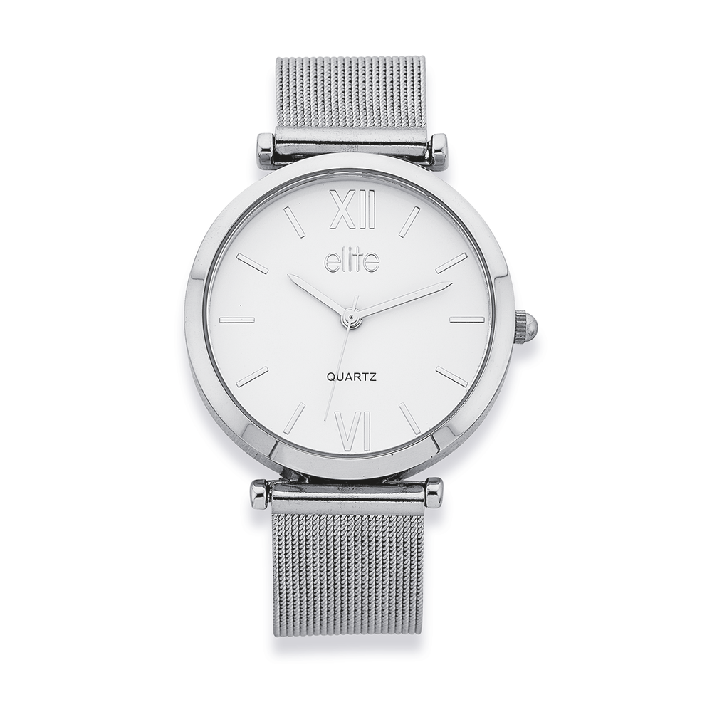 mesh watch silver