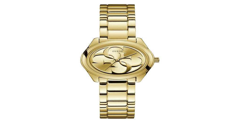 Guess Women's G-Twist Watch - Gold Dial, Rubber Strap, Stainless Steel Case, 30m Water Resistant