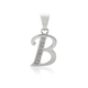 Initial B Letter Pendant in Sterling Silver with CZ