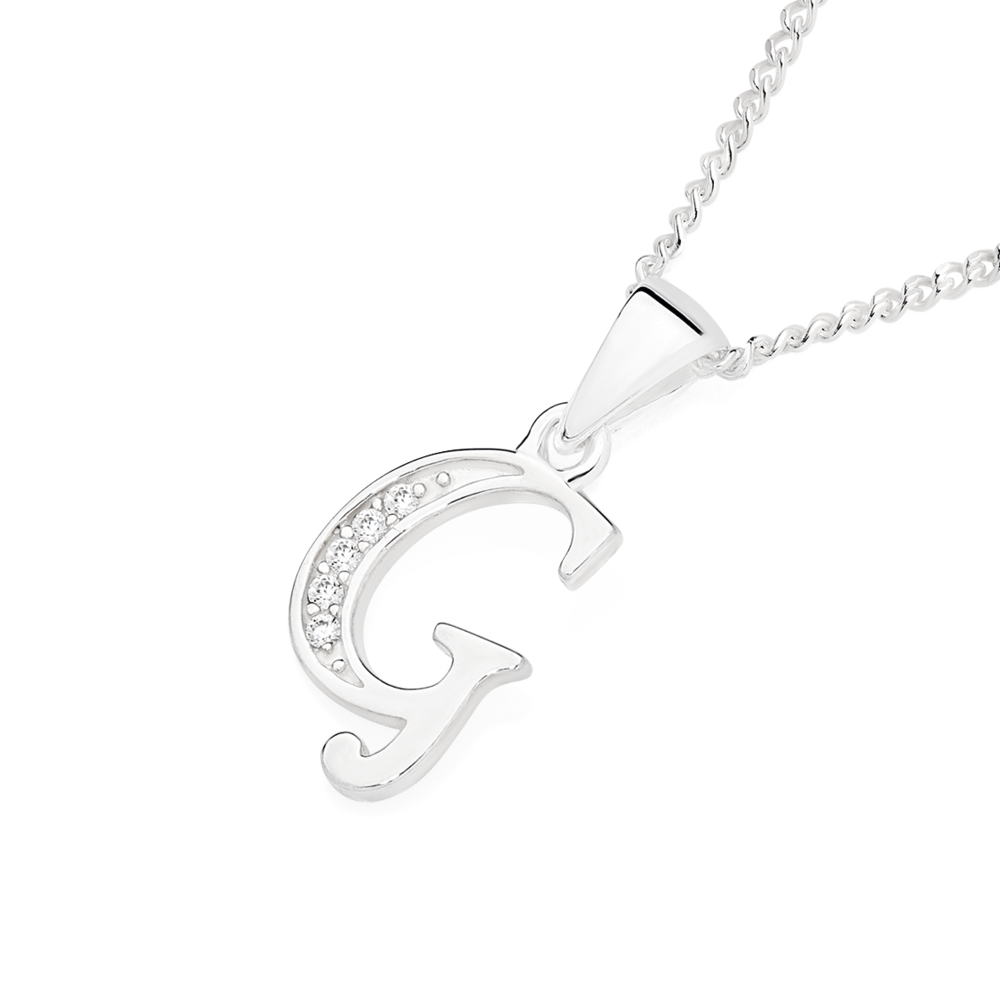 Alphabet G 925 Silver Pendant With Chain ~ CaratCafe – CaratCafeInd