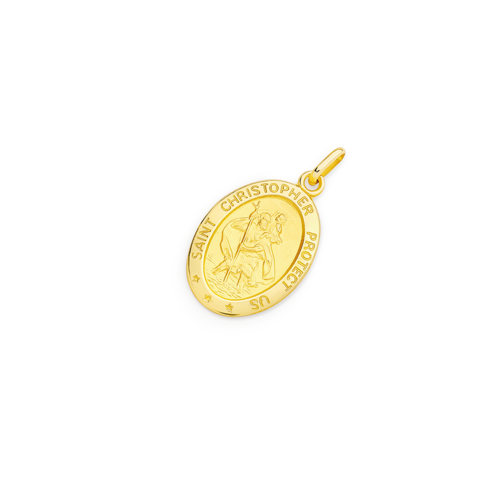 Gold St. Christopher Ladies Oval Ring